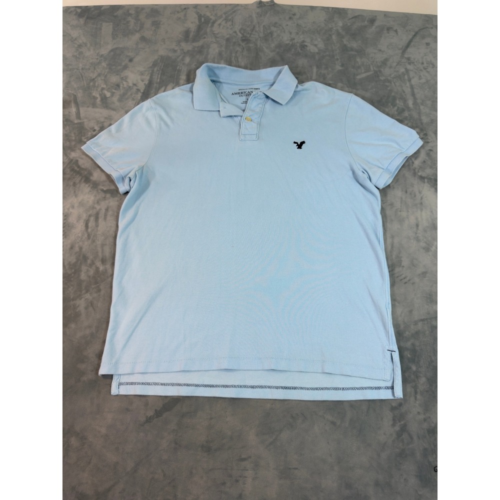 American Eagle Outfitters Mens Large Blue Athletic Fit Short Sleeve Polo Shirt